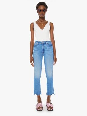 MOTHER The Insider Crop Step Fray Jeans in Out Of The Blue 26
